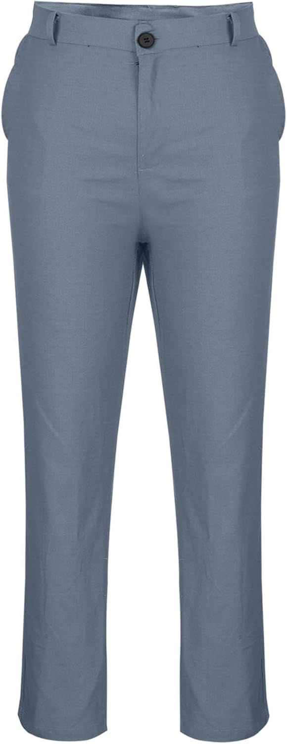 Thumbnail: Work Pants for Men Casual Flat Front Dress Pants Straight Fit Men Office Busine