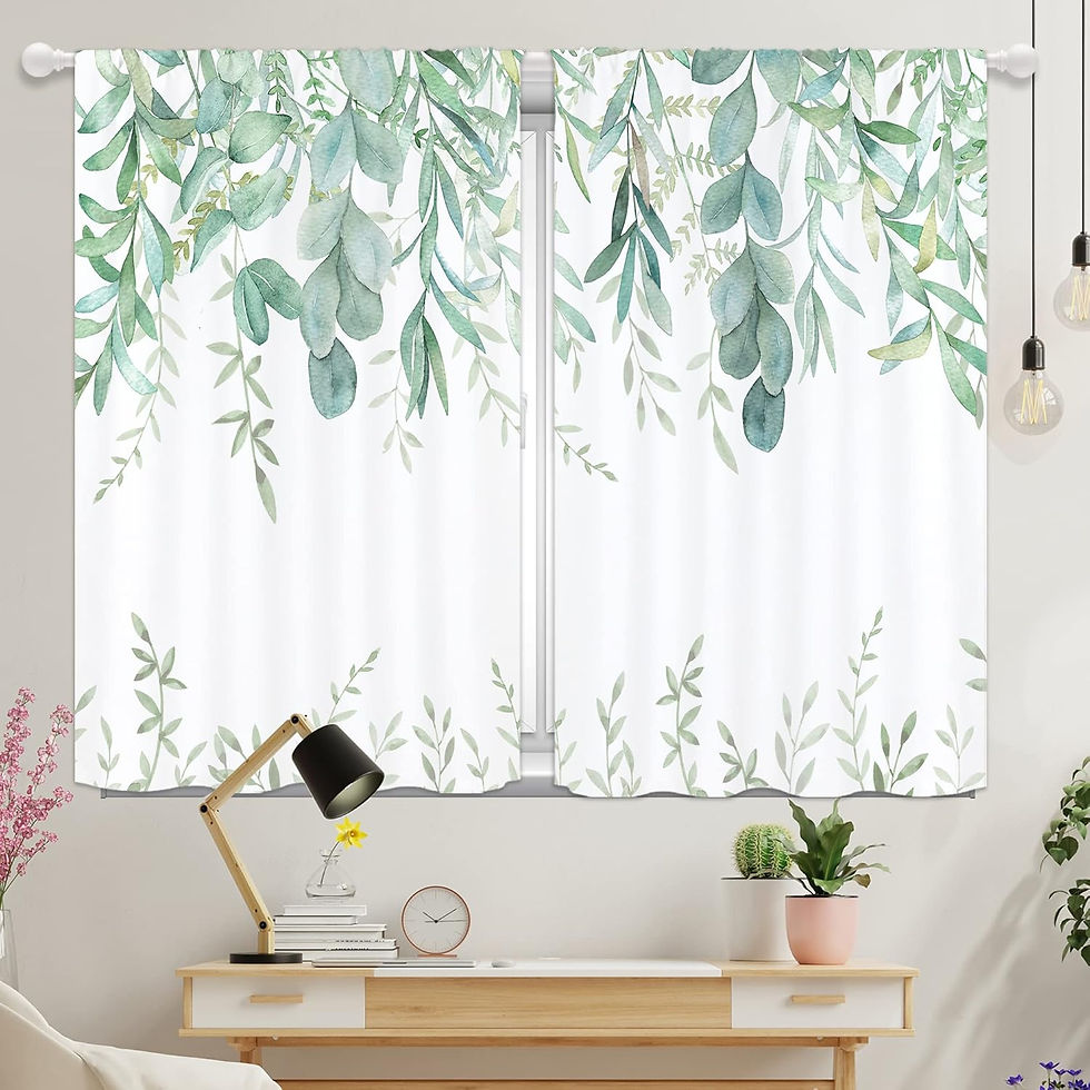 Thumbnail: Light Purple Eucalyptus Kitchen Curtains, Lavender Lilac Violet Wisteria Floral