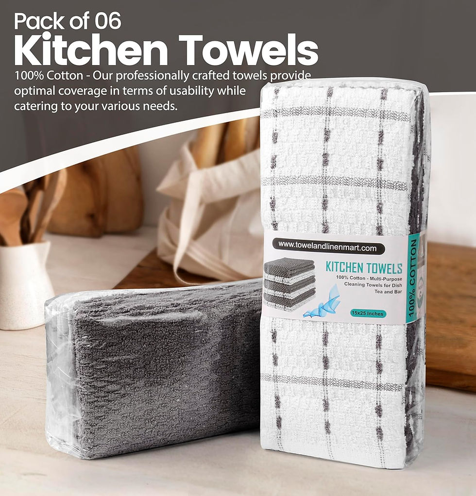 Thumbnail: Towel and Linen Mart 100% Cotton Kitchen Towels,15 x 25 Inches Navy,Soft, Absor