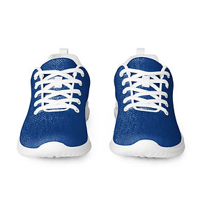 Blue sneakers white laces