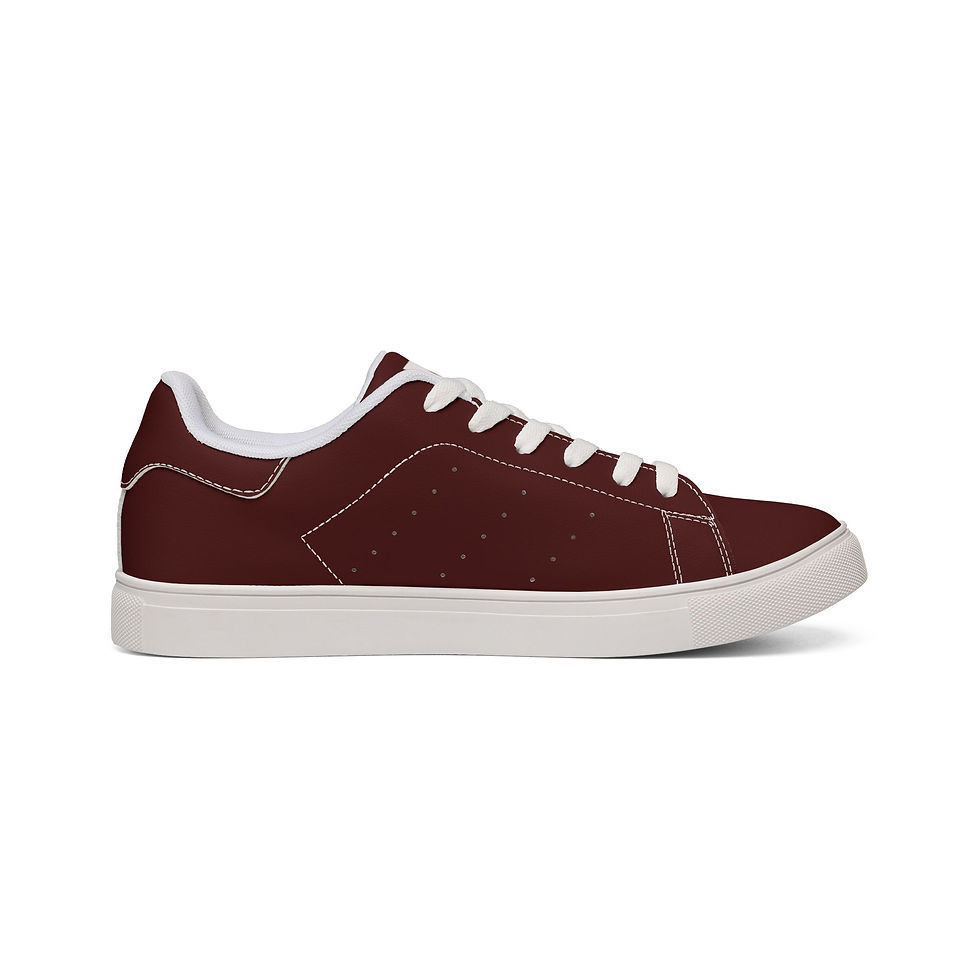 Miniature : Men's Burgundy Leather Low-Top Sneakers 