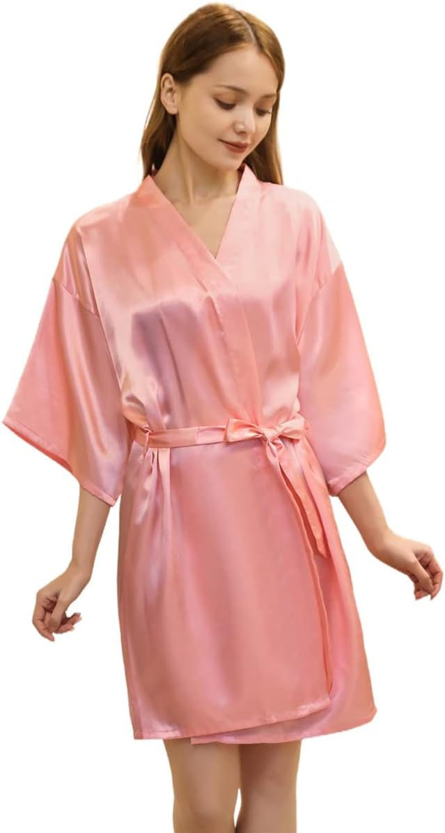 Thumbnail: CuteOn Kids Girl's Satin Silky Kimono Robe for Spa Wedding Birthday Party Gifts