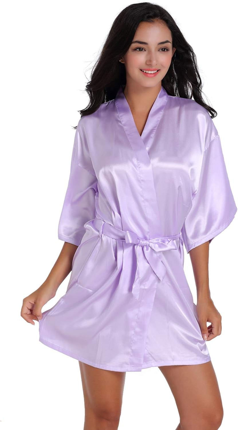 Pikkukuva: CuteOn Kids Girl's Satin Silky Kimono Robe for Spa Wedding Birthday Party Gifts