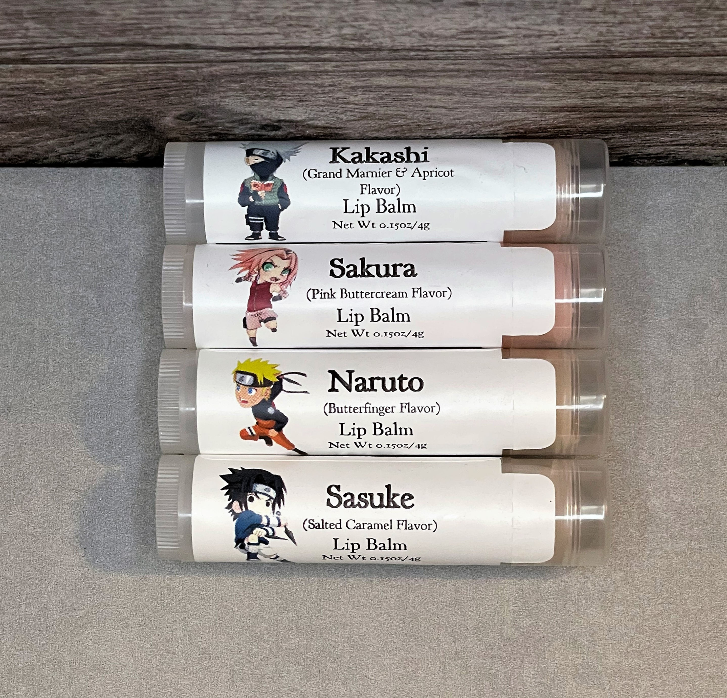 Naruto Lip Balm, paraben free, silky smooth, never sticky, castor oil based