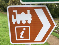 Signage to the new Tourist Information Centre at the Romney, Hythe and Dymchurch Railway station