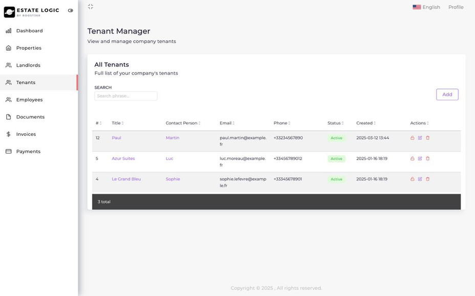 An example of a real estate management automation platform developed by the PENOVA team