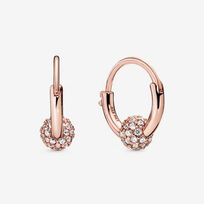 Rose gold earrings with crystal-encrusted spheres, Jewels by the Sea.