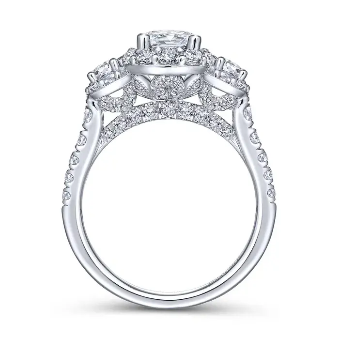 Elegant diamond ring sparkling. Three stones ring with Jewels by the Sea.