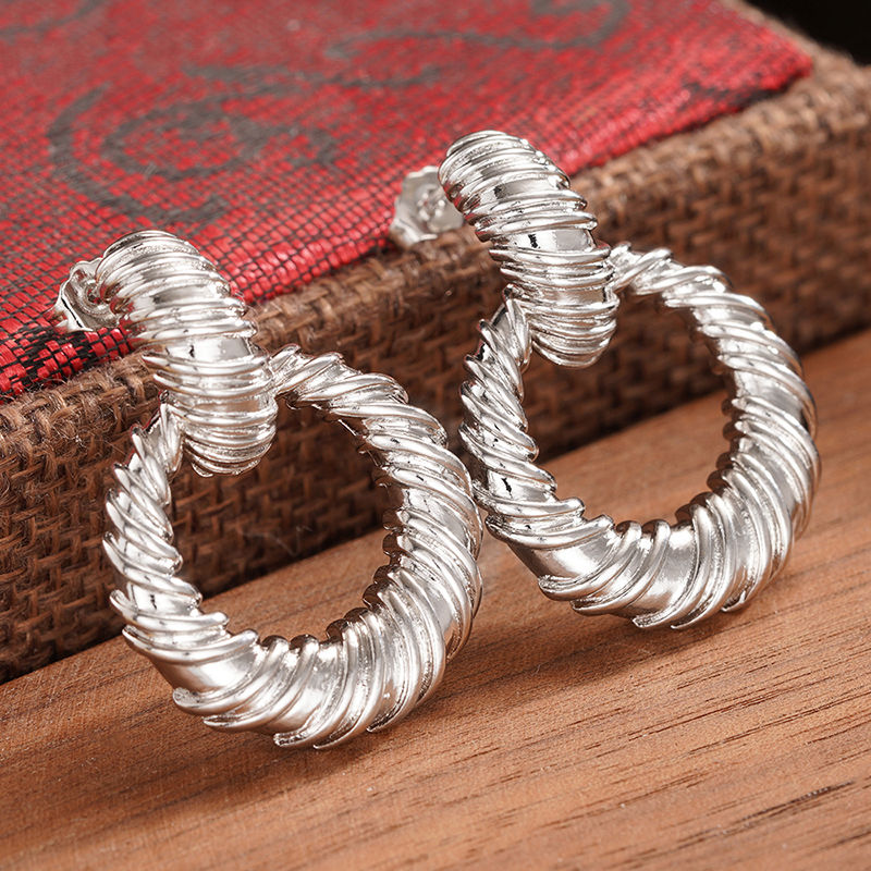 Huitan Novel Double Circle Drop Earrings for Women Stylish Glossy Ear Piercing A