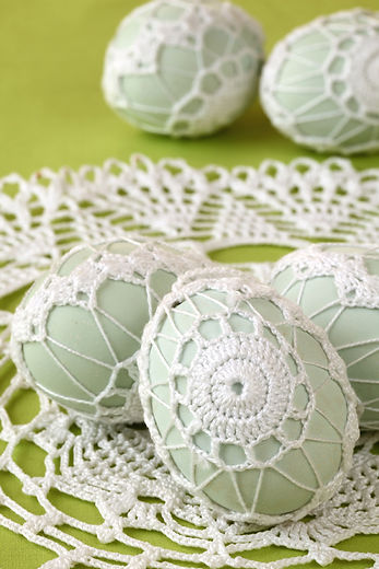 White Embroidered Eggs