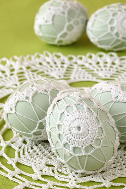 White Embroidered Eggs