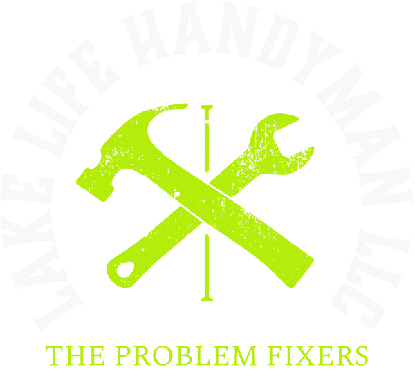 Lake Life Handyman LLC business name partially wrapped around a center graphic of a hammer and wrench.