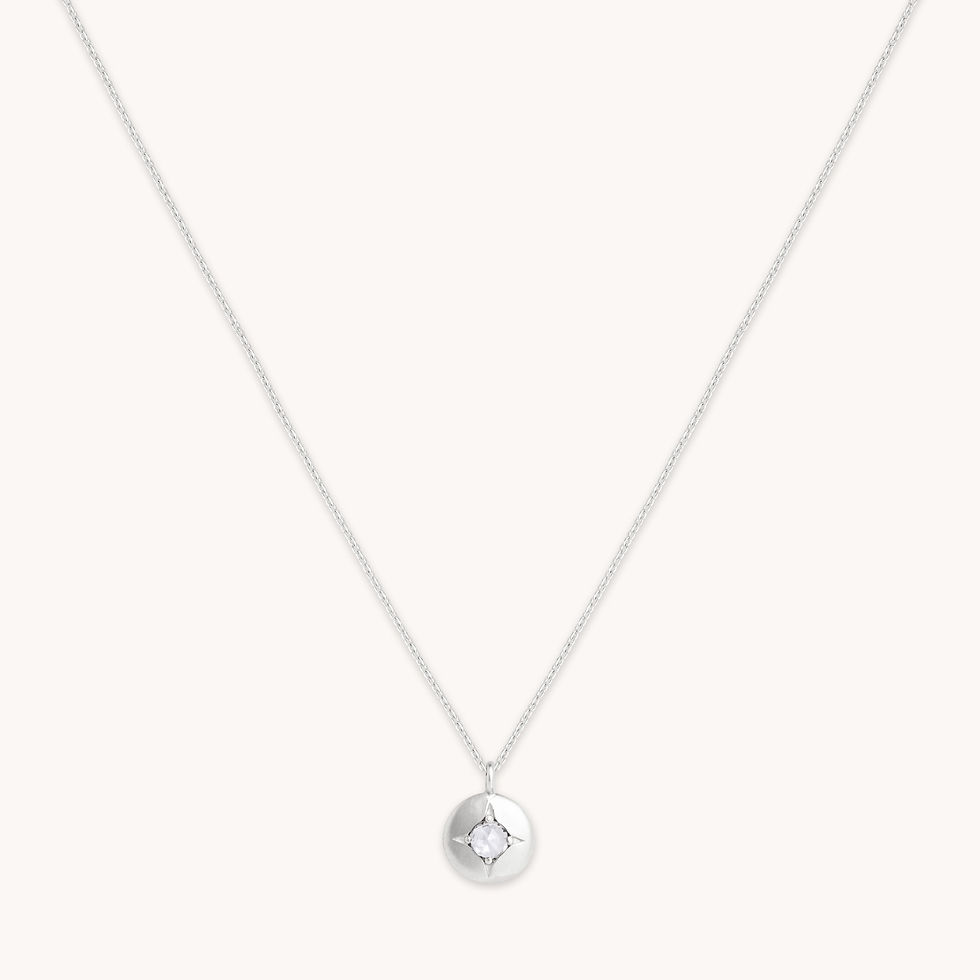 Miniatura: April White Topaz - April White Topaz Birthstone Necklace in Solid White Gold - Pendant Necklace - Astrid &amp; Miyu