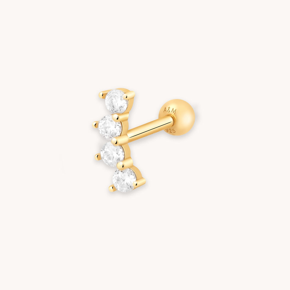 Miniatura: Curved Crystal Barbell in Gold