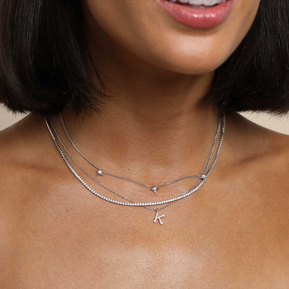 Miniatura: Gemstone Necklaces - K Initial Pavé Pendant Necklace in Silver - Pendant Necklace - Astrid &amp; Miyu