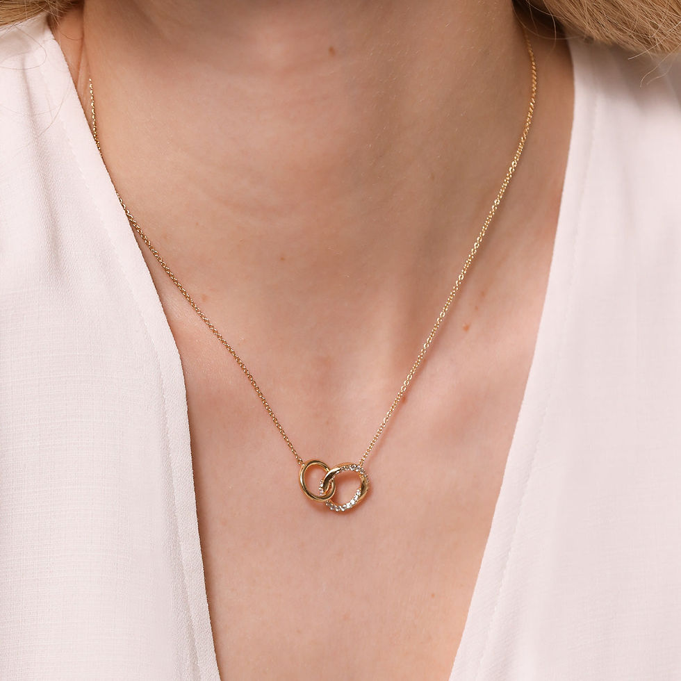 Miniatura: Orbit Crystal Chain Necklace in Gold worn