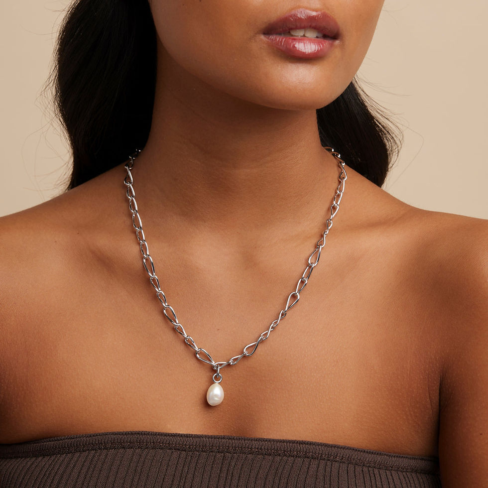 Miniatura: Charm Compatible Necklaces & Bracelets - Infinite Pearl Bold Lariat Necklace in Silver - Lariat Necklace - Astrid &amp; Miyu