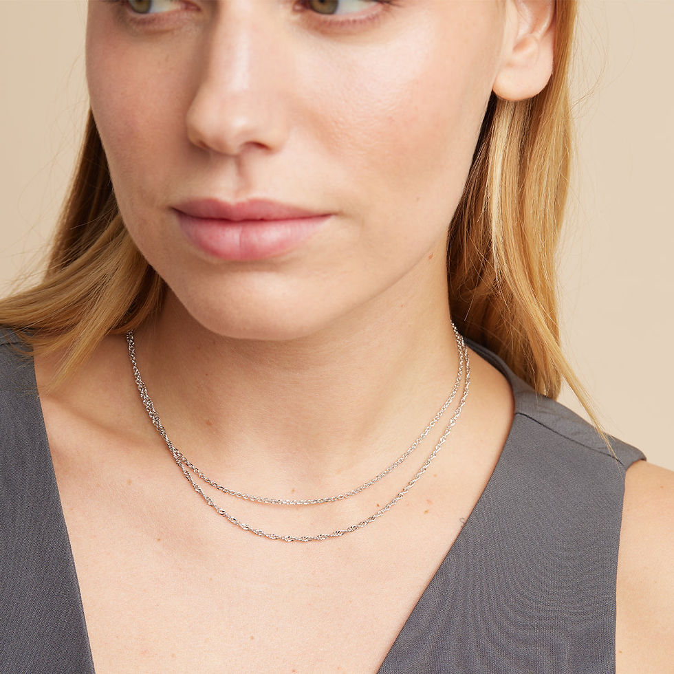 Miniatura: Charm Compatible Necklaces & Bracelets - Illusion Twist Double Chain Necklace in Silver - Chain Necklace - Astrid &amp; Miyu