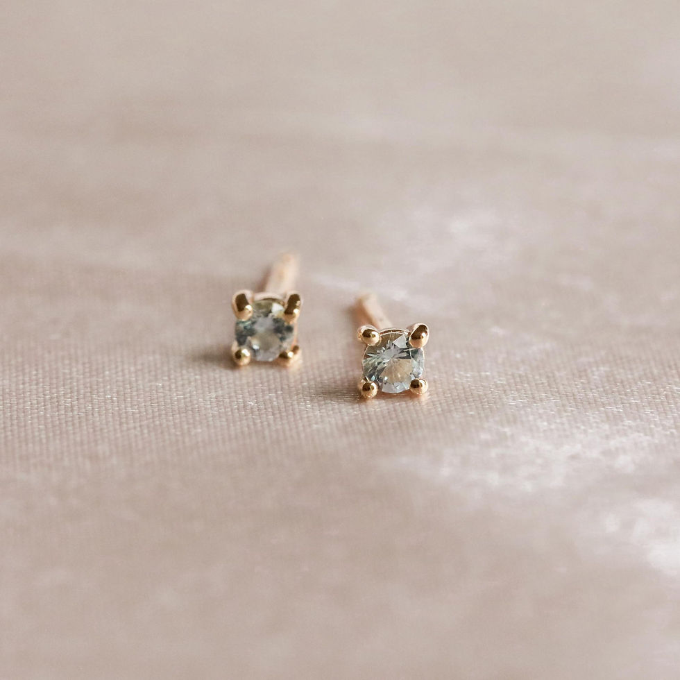 Miniatura: 18k Gold Plated Jewellery - March Birthstone Stud Earrings in Gold with Aquamarine CZ - Stud Earrings - Astrid &amp; Miyu