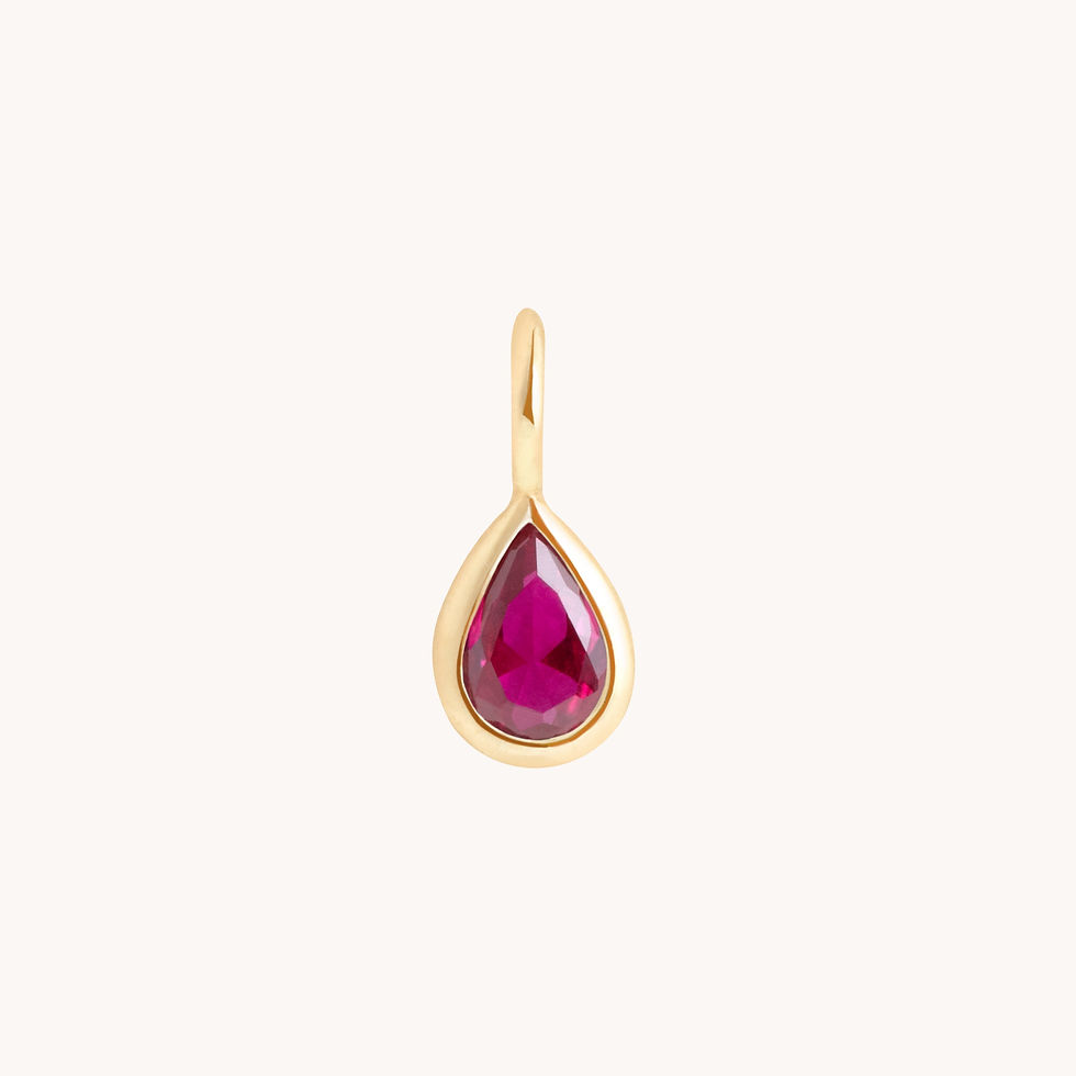 Birthstone Charms - Ruby Pear Charm 9k Gold - Welding Charm - Astrid &amp; Miyu