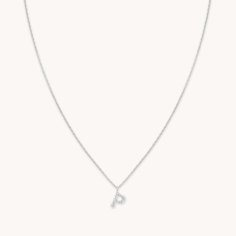 Miniatura: Gemstone Necklaces - P Initial Pavé Pendant Necklace in Silver - Pendant Necklace - Astrid &amp; Miyu
