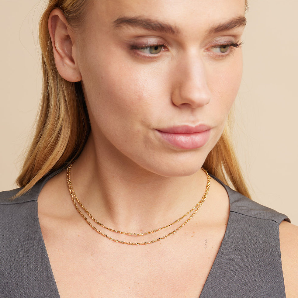 Miniatura: 18k Gold Plated Jewellery - Illusion Twist Double Chain Necklace in Gold - Chain Necklace - Astrid &amp; Miyu