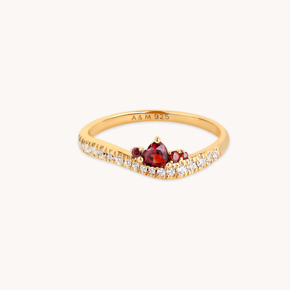 Miniatura: 18k Gold Plated Jewellery - Garnet Serpent Wave Ring in Gold - Band Rings - Astrid &amp; Miyu