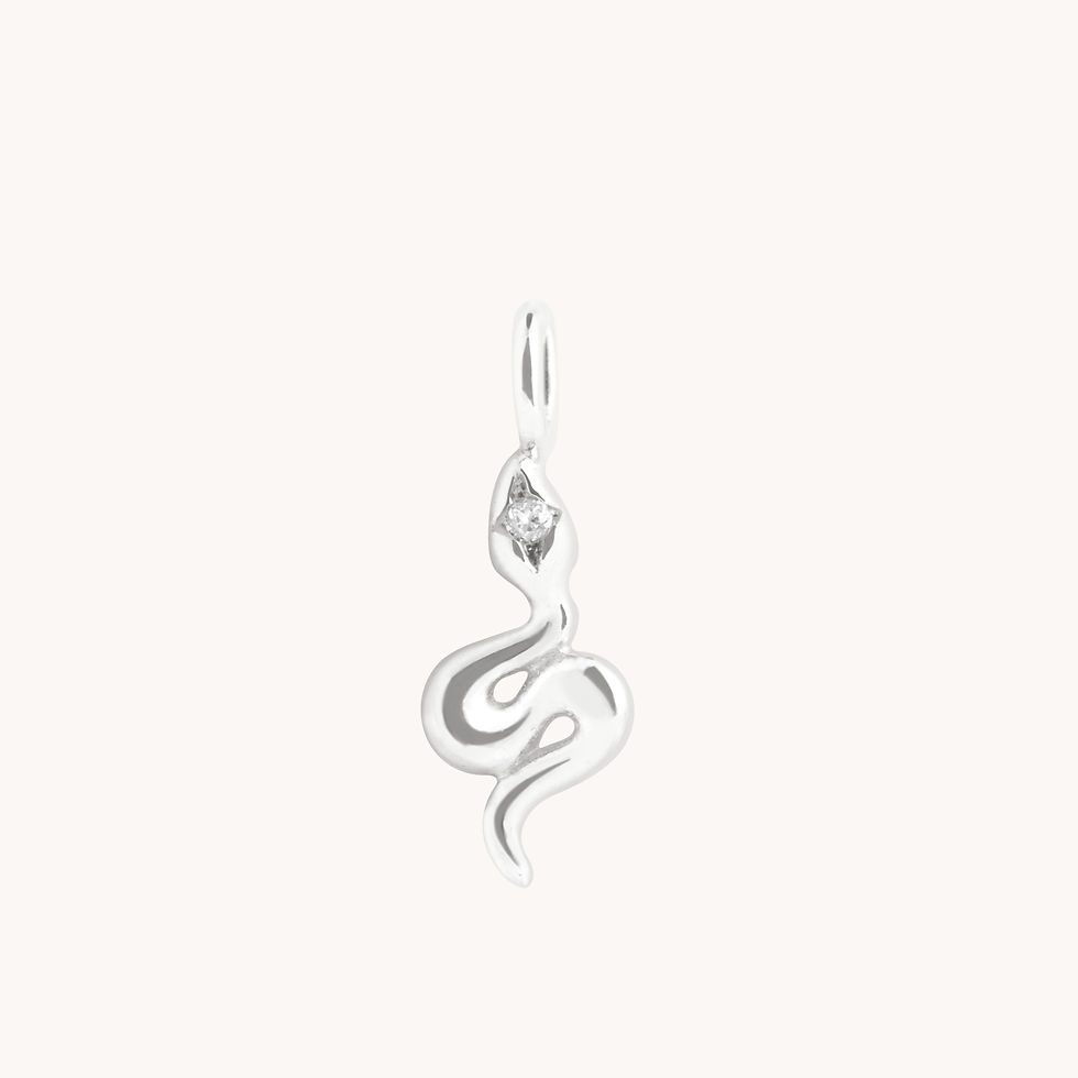 Miniatura: Eternity Collection - White Topaz Snake Charm 9k White Gold - Welding Charms - Astrid &amp; Miyu