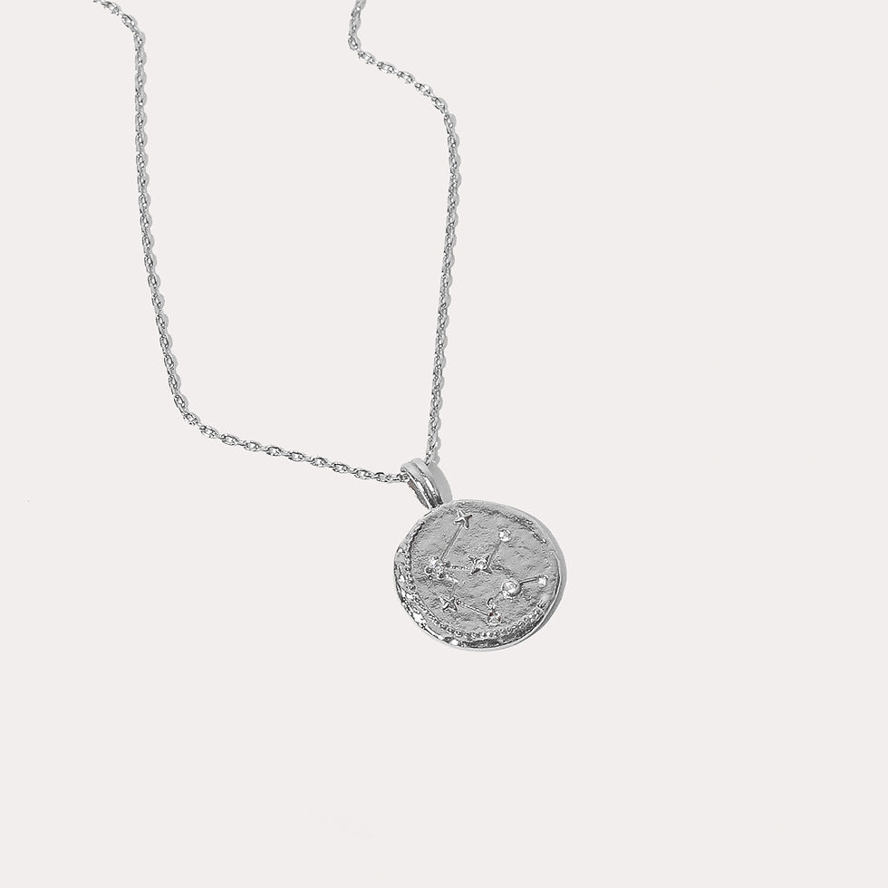 Miniatura: Close up shot of the front of the Aquarius Zodiac Pendant Necklace in Silver