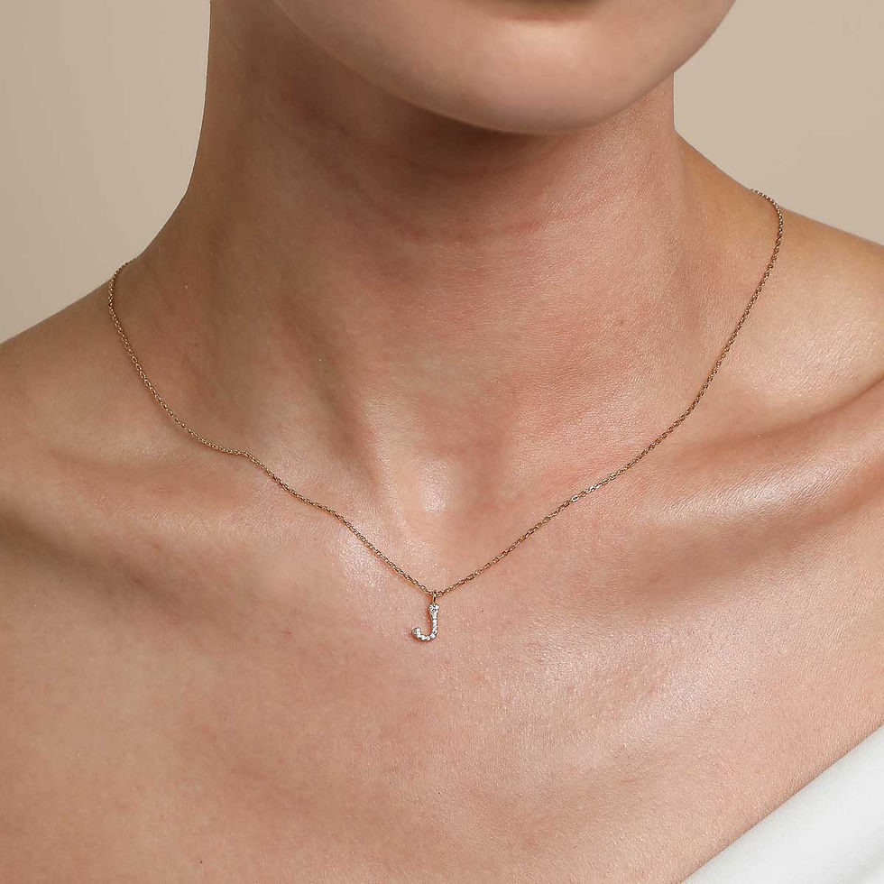 Miniatura: 18k Gold Plated Jewellery - J Initial Pavé Pendant Necklace in Gold - Pendant Necklace - Astrid &amp; Miyu
