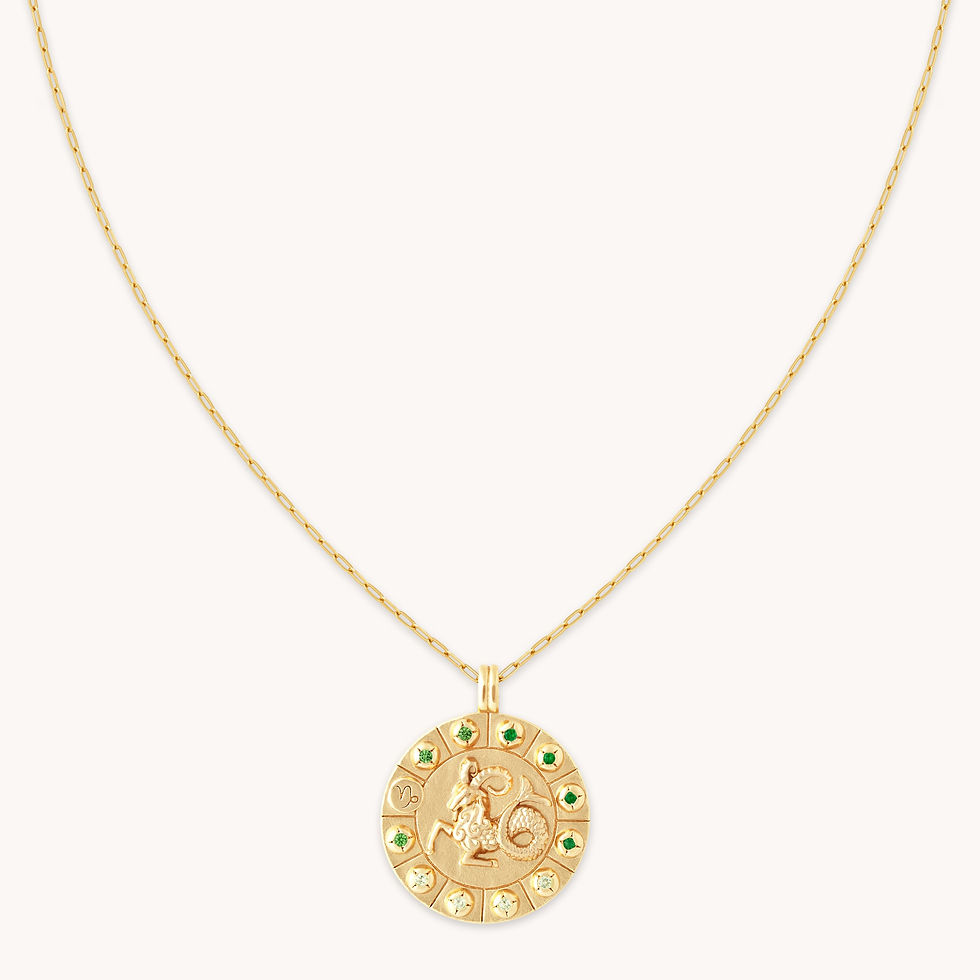 Capricorn Bold Zodiac Pendant Necklace in Gold