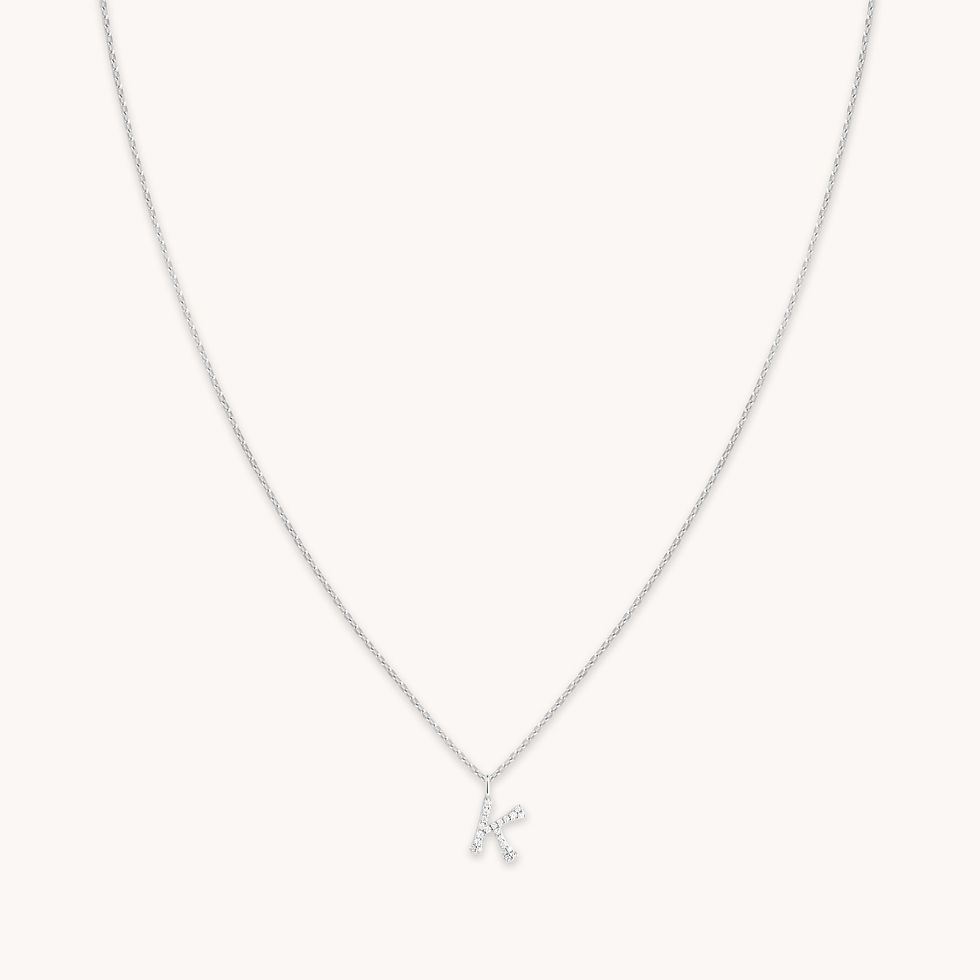 Miniatura: Gemstone Necklaces - K Initial Pavé Pendant Necklace in Silver - Pendant Necklace - Astrid &amp; Miyu