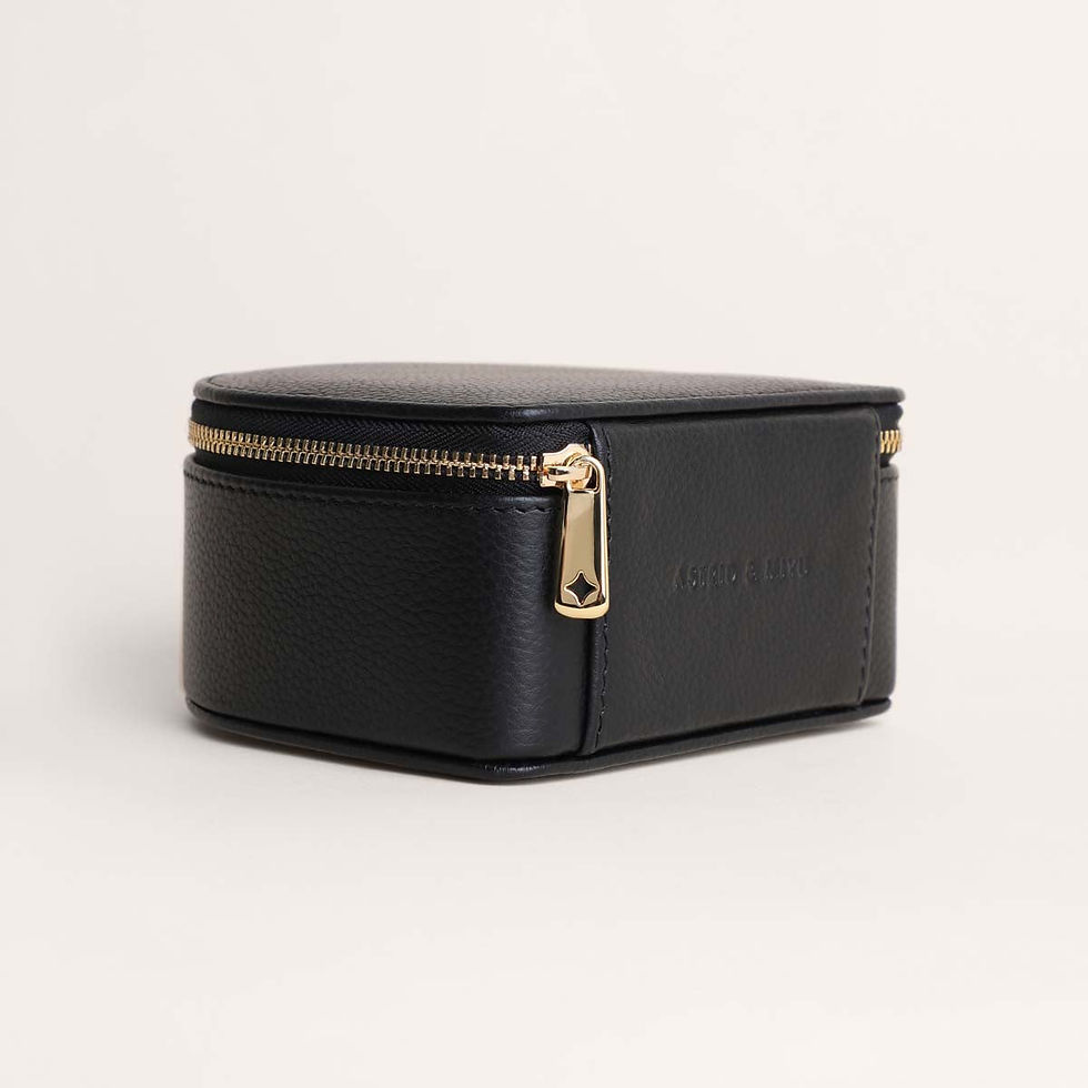 Jewellery Boxes - Leather Jewellery Box in Black - Jewellery Box - Astrid &amp; Miyu