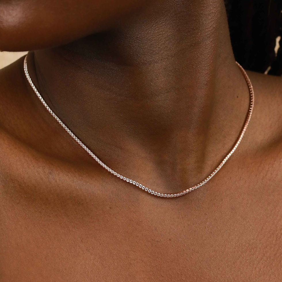 Miniatura: Tennis Chain Necklace in Rose Gold worn
