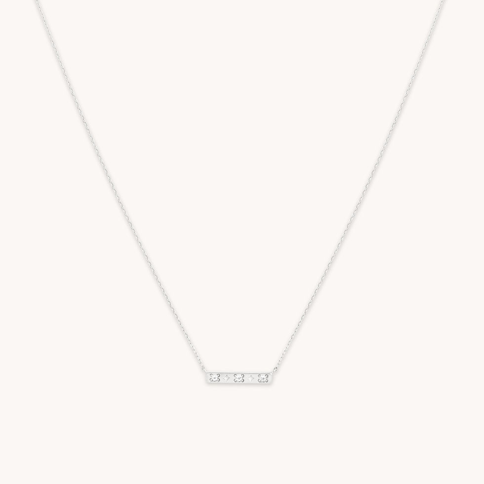 Miniatura: 14k Gold Opal & Topaz - Cosmic Star Topaz Bar Necklace in Solid White Gold - Necklace - Astrid &amp; Miyu