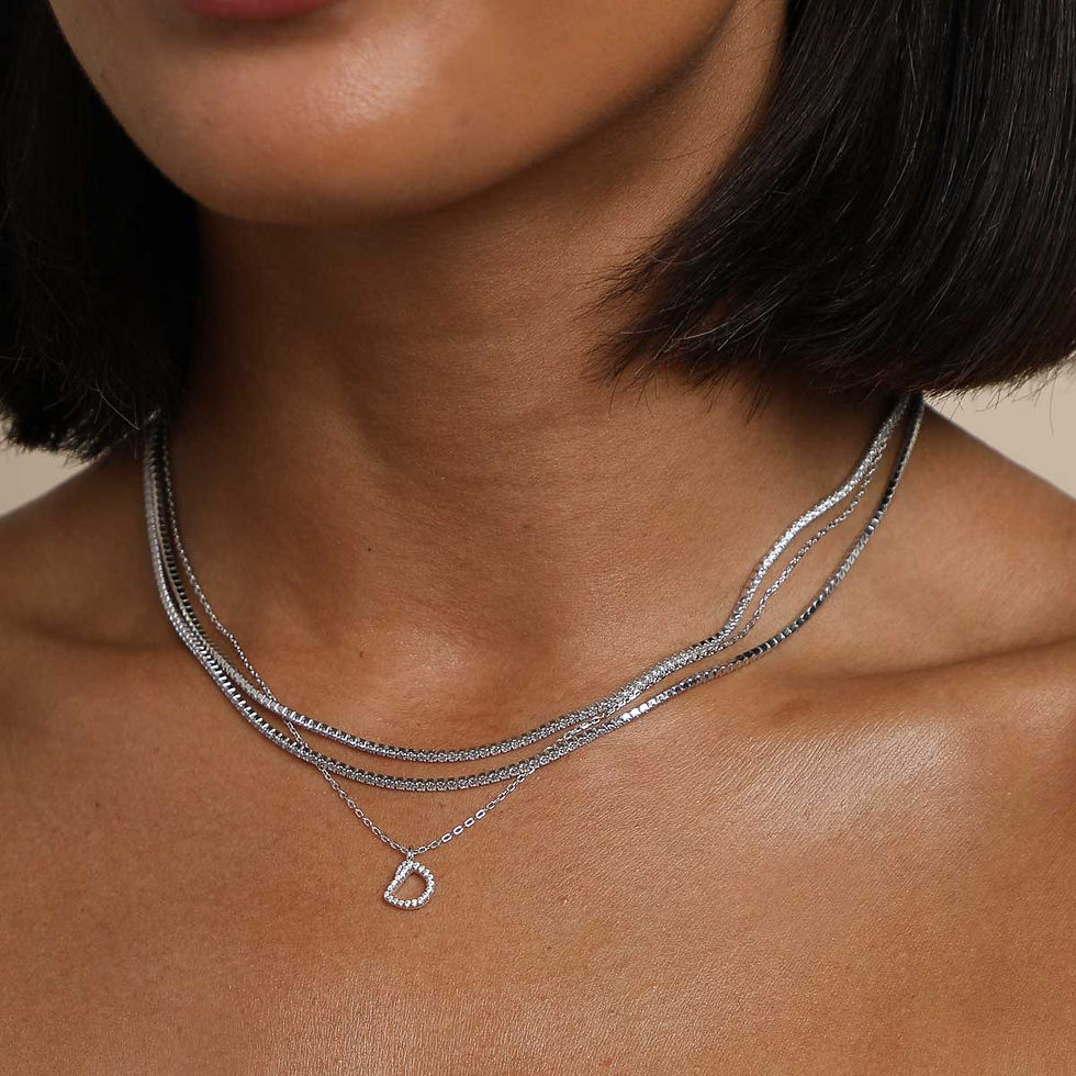 Miniatura: Gemstone Necklaces - D Initial Pavé Pendant Necklace in Silver - Pendant Necklace - Astrid &amp; Miyu