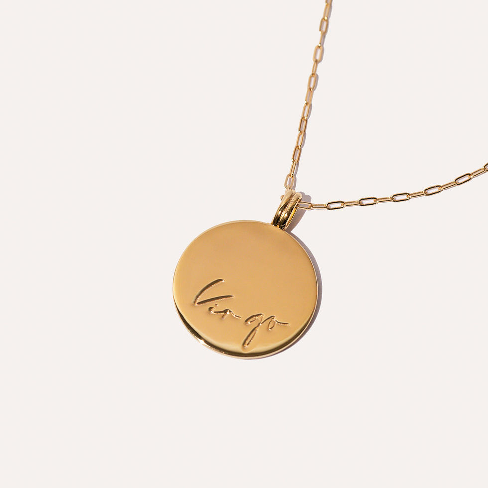 Miniatura: Virgo Bold Zodiac Pendant Necklace in Gold back