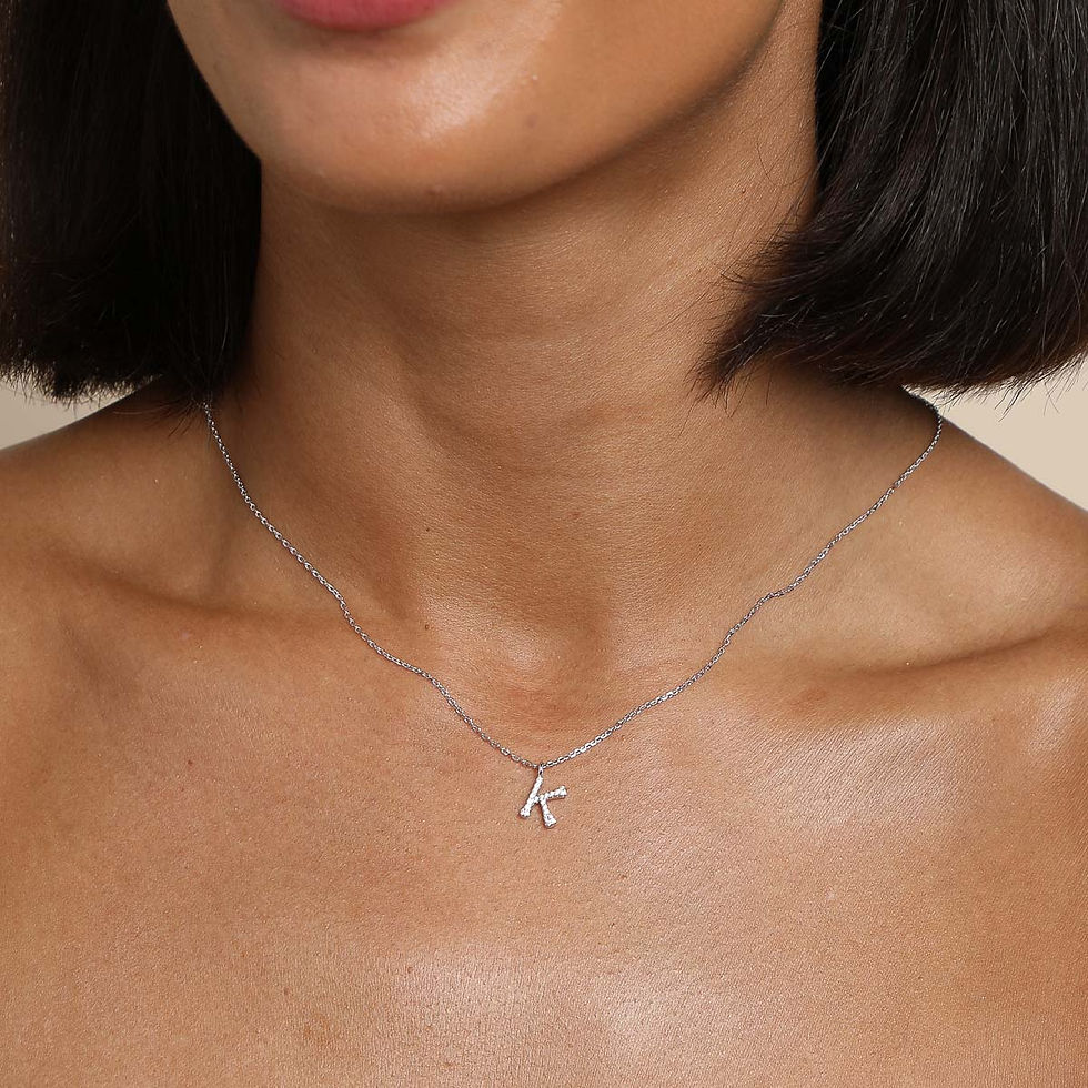 Miniatura: Gemstone Necklaces - K Initial Pavé Pendant Necklace in Silver - Pendant Necklace - Astrid &amp; Miyu