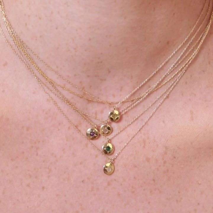 Miniatura: July Ruby Birthstone Necklace in Solid Gold