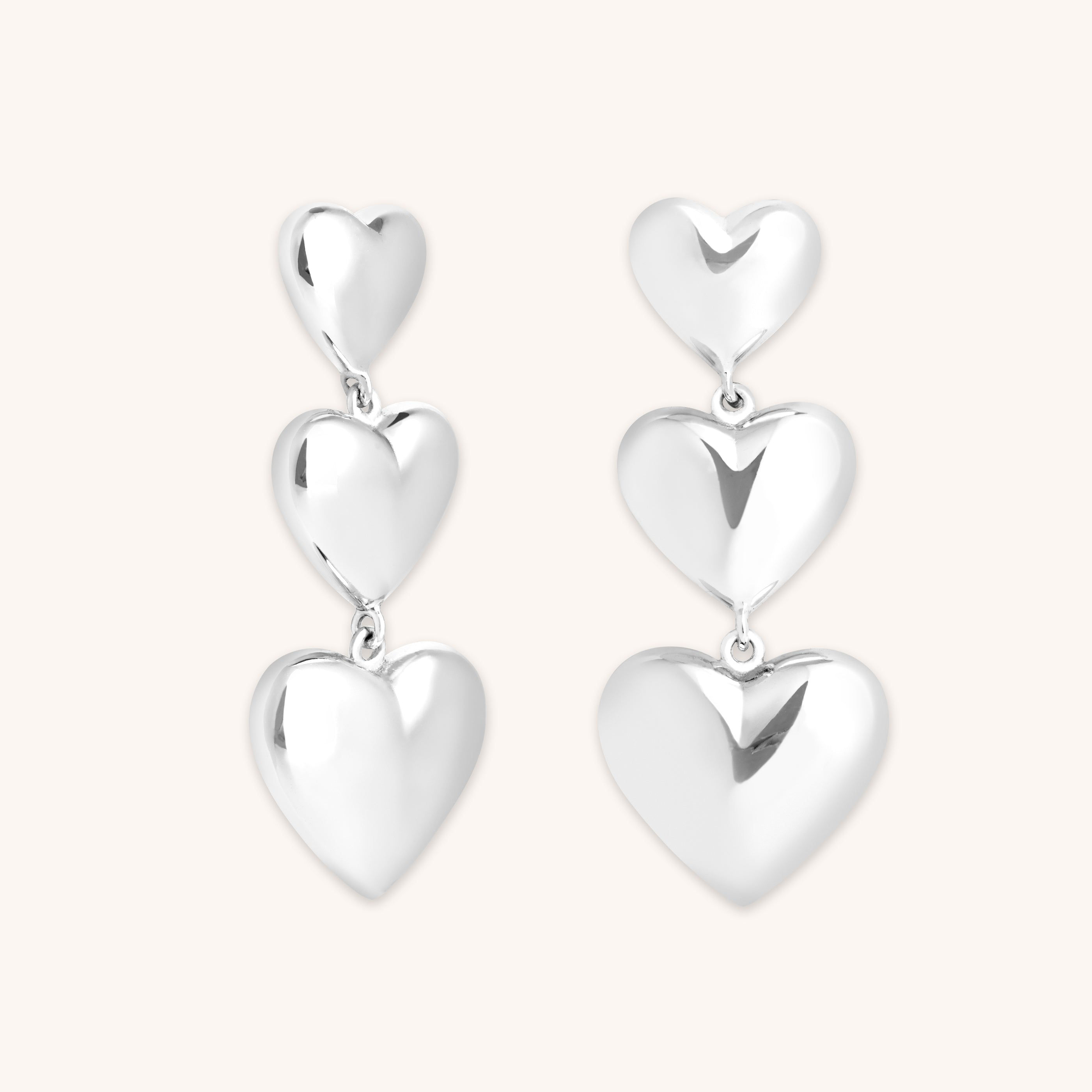 Earrings - Heart Drop Stud Earrings in Silver - Stud Earrings - Astrid &amp; Miyu