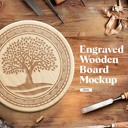 Engraved Wooden Board Mockups