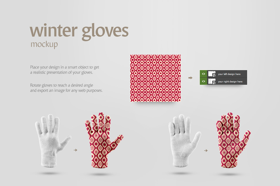 Winter Gloves Mockup - Mock Up by rebrandy for Photoshop, Purchase