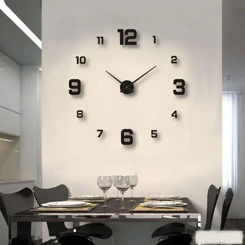 Creative Frameless DIY Wall Clock Wall Decal Home Silent Clock Living Room Offic