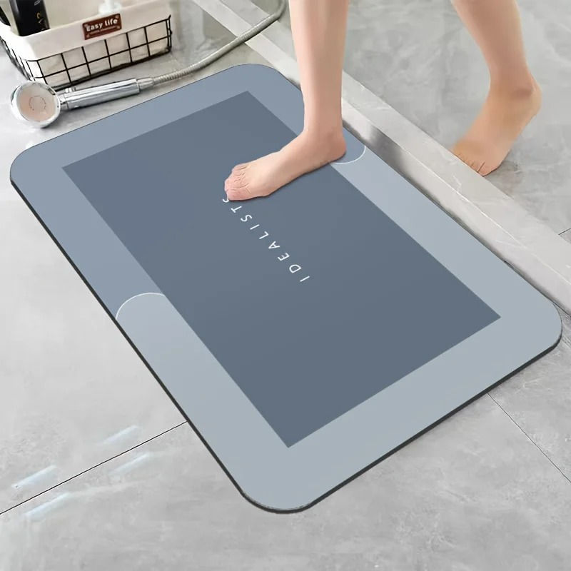Diatomaceous Earth Bath Mat Super Absorbent Non Slip Fast Drying Soft Floor Mat