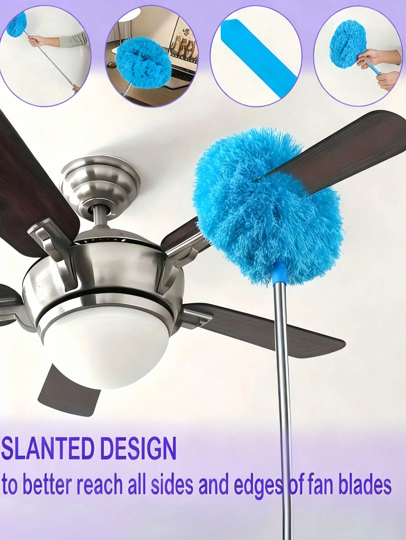 Microfiber Ceiling Fan Duster - Reusable Household Cleaning Tool for Ceilings Ki