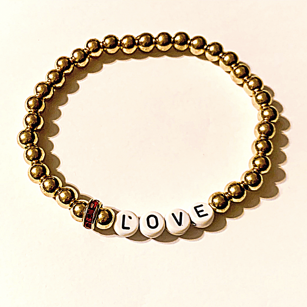 Gold Beaded "LOVE" Bracelet Stack