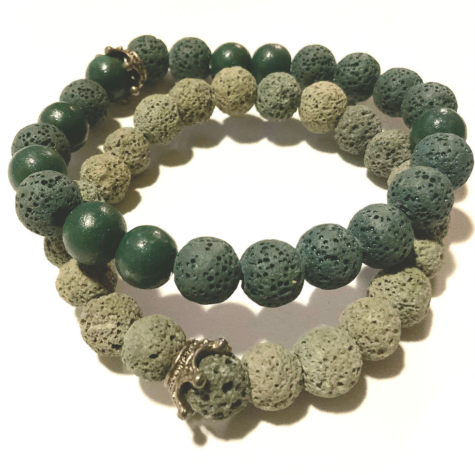 Green Natural Lava Stones Beaded Bracelets