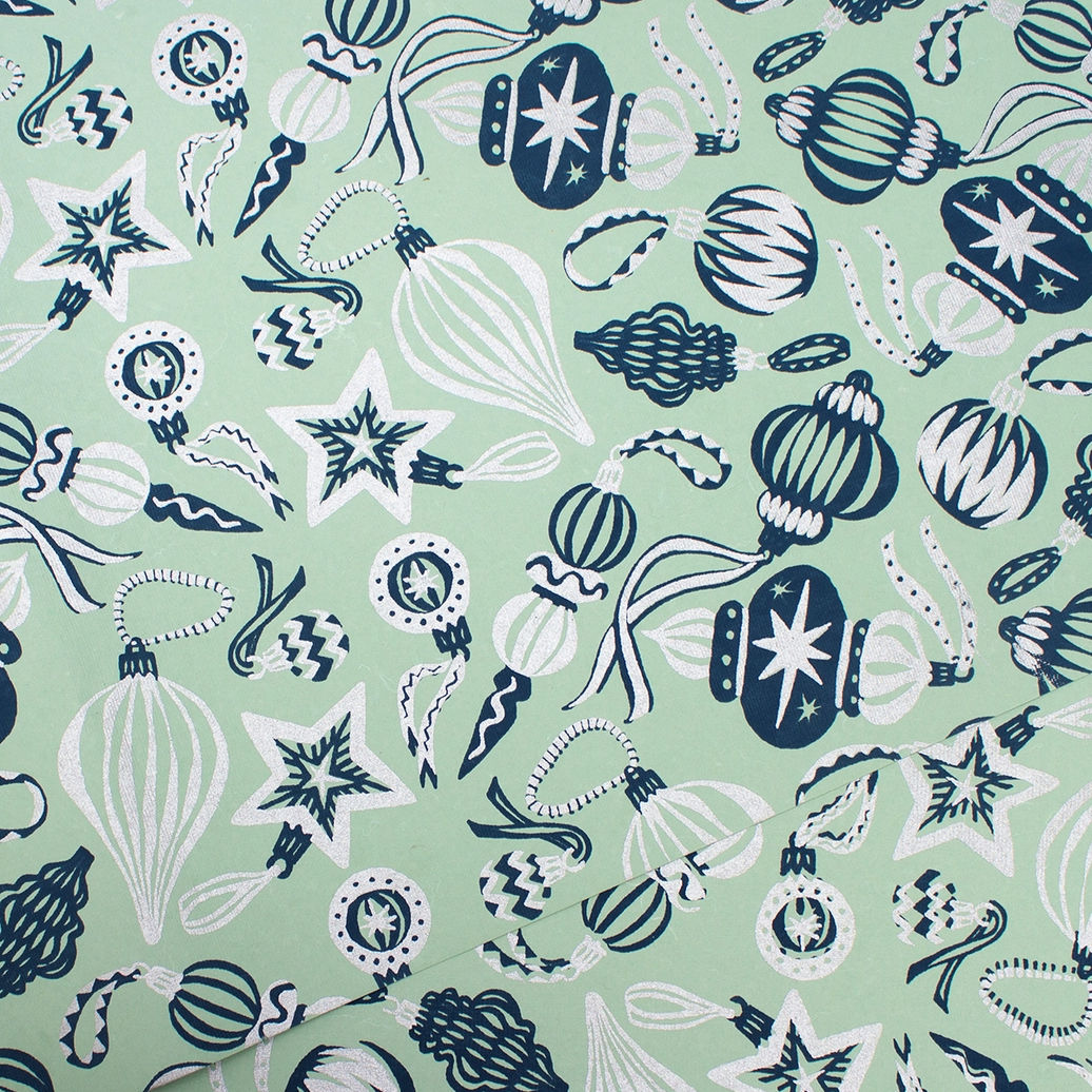 Blue Holiday Baubles Flat Wrap