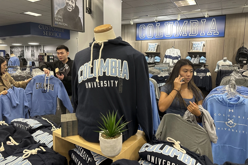 Customers browse the Columbia University Bookstore