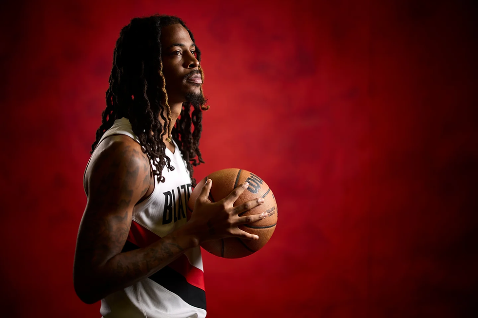 Portland Trail Blazers guard Ja Morant poses for a photo during the NBA media day. AP Photo/Craig Mitchelldyer.
